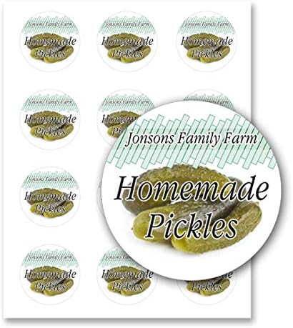 Pickles Cucumbers Round Personalized Home Kitchen Farm Business Mason Jar Leeds Sticker Labels (Label-05, 120 Labels on 10 Sheets)