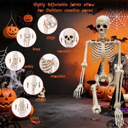 Image of breesky Life Size Skeleton for Halloween: 5.4ft Realistic Human Skeleton | Posable Movable Joints - Full Body Skeletons for Outdoor Yard Haunted House Indoor Halloween Spooky Atmosphere Decoration
