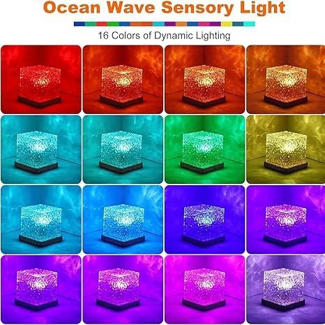 Image of Ocean Wave LED Light Projector, 3D Water Effect USB Powered Table Lamp for Bedroom, Romantic Crystal Lamp (Multi Color)