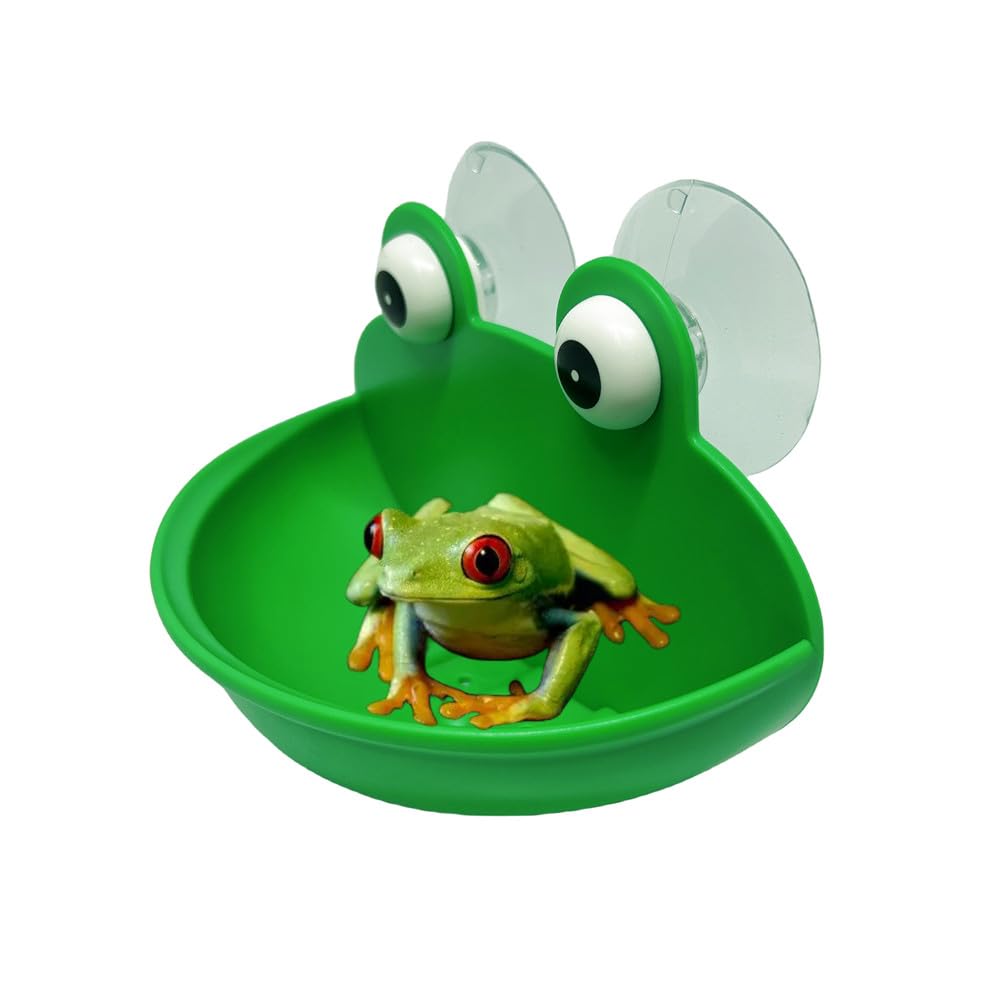 1 Pack Tree Frog Habitat Decor Frog Holder Climb Toy with Suction Cup,Adorable Frog Dish Holder Amphibian Aquatic Decor for Tree Frog Toad Gecko Tadpole Gecko Lizards Rest Climb (1 Pack)