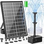 POPOSOAP 8W Solar Pond Pump with Built-in 3600mAh Battery Backup, Solar Powered Bird Bath Fountain with Dry-Run Protection & 8 Nozzles 5ft Tubing for Pond, Bird Bath, Garden Water Feature