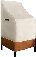 Vista 8 de RosieLily Fundas apilables de respaldo alto para taburetes de bar al aire libre, fundas impermeables para muebles de patio beige con asiento