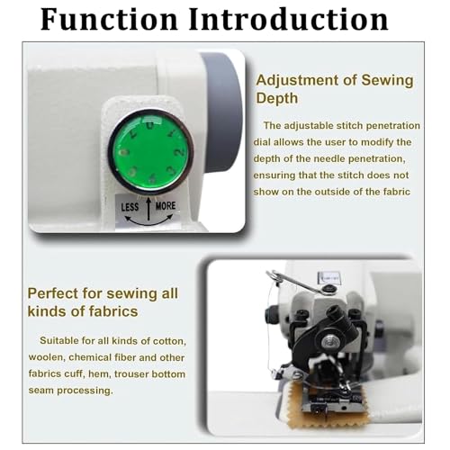 Professionale Portatile Blind Hemming Macchina da Cucire 1200RPM Metallo Corpo Regolabile Stitto 3-8mm Singola Catena di Filo Punto con Piedi Pedale per Sartori Casa Artigiani silenziosi Prestazioni s