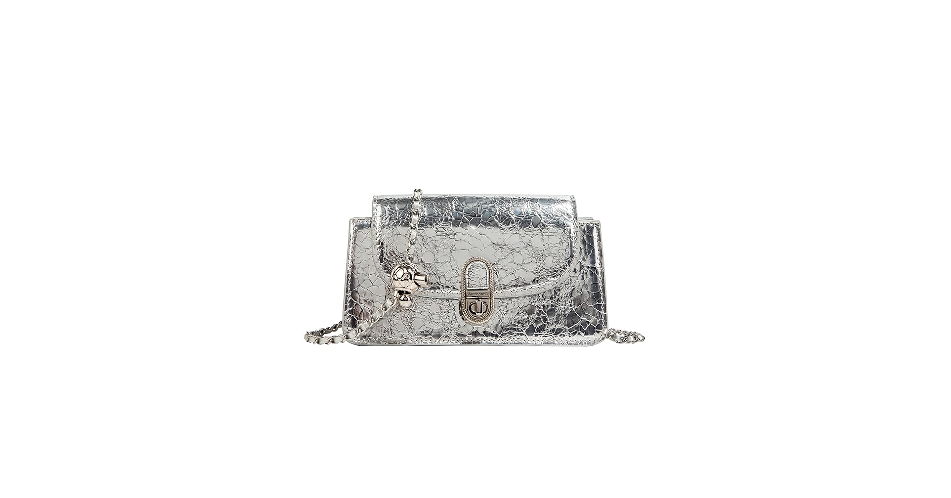 Genuine Leather Silver Crackle Envelope Women 2024 New Bag