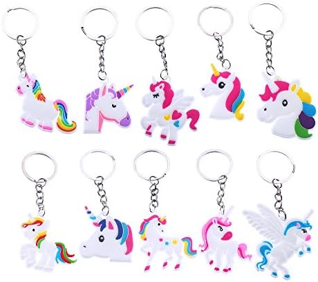 LOKIPA 20PCS Assorted Unicorn Keyrings Key Chain Key ring for Kids Party Bag Fillers