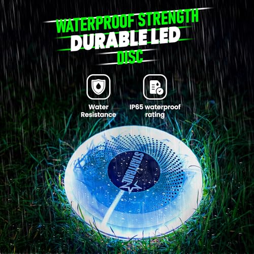 TOMLEON LED Flying Disc with Millions of Colors, Rechargeable & Waterproof, Smart Light Modes, Light-Up 175g - Frisbee for Outdoor Fun, Camping, Birthdays for Men, Boys, Teens, & Kids