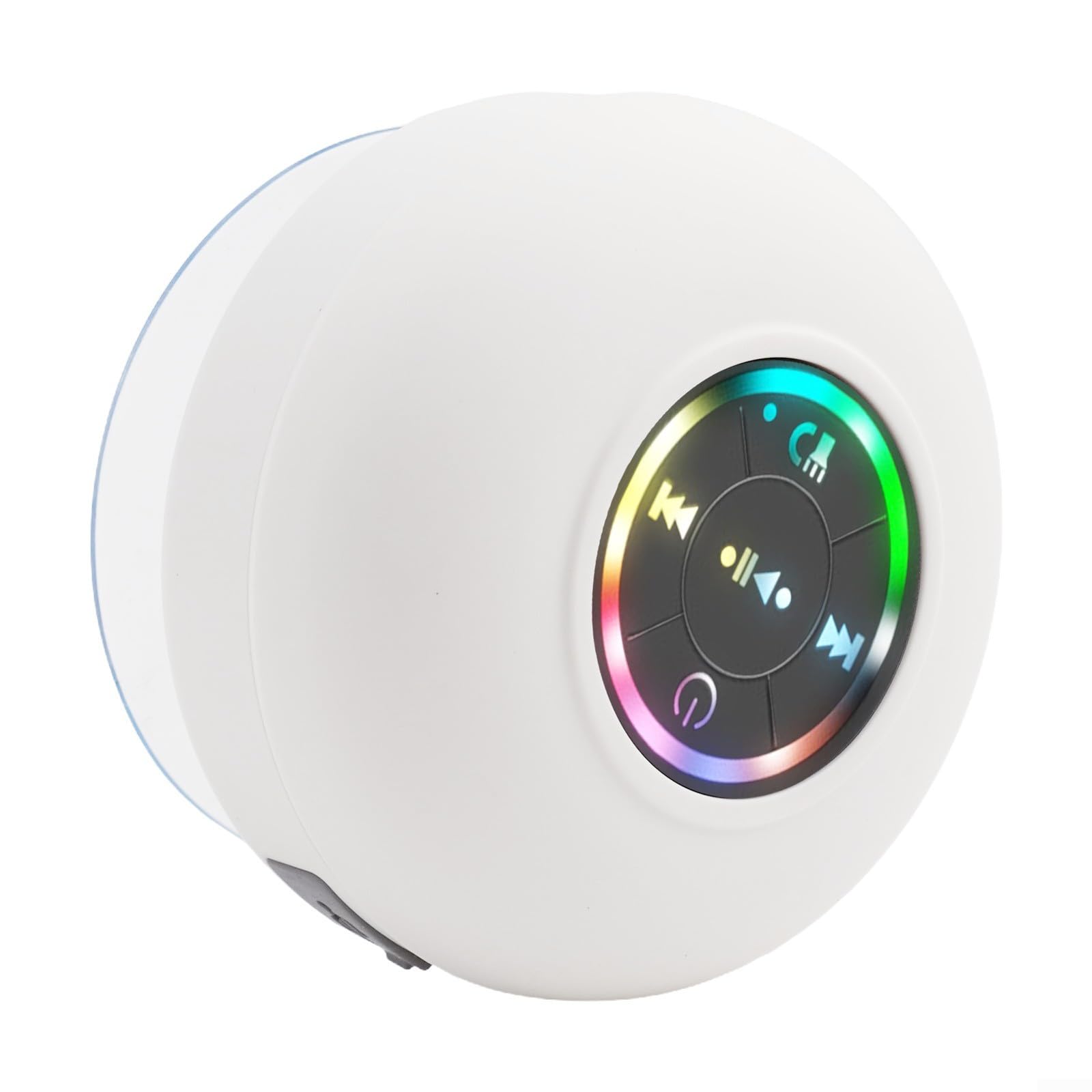Handsfree Shower Speaker with Colorful LED Light IPX4 Waterproof Built-in Microphone White