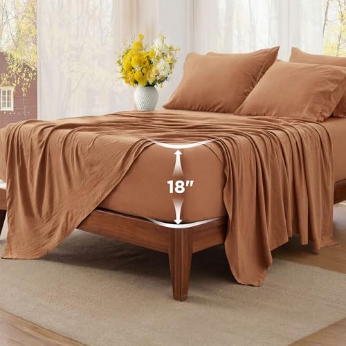 Image of Bedsure Deep Pocket King Sheet Set, 6 Piece, Prewashed Ultra-Soft, 18-inch | Extra Deep Pocket, Breathable, Secure Fit, Hotel Luxury Bedding, Dual Side Pockets, Fade Resistant, For Air Mattress