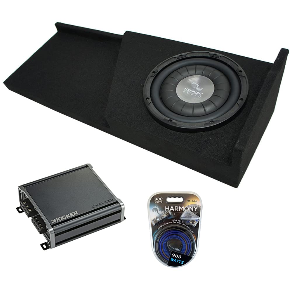 Harmony Audio HA-F104 Compatible with Chevy Silverado Ext Cab Truck 2007-2013 Flatline Series,46CXA4001 Class D Mono 800W Peak Amp and GM1X10-EXCAB07 Single 10