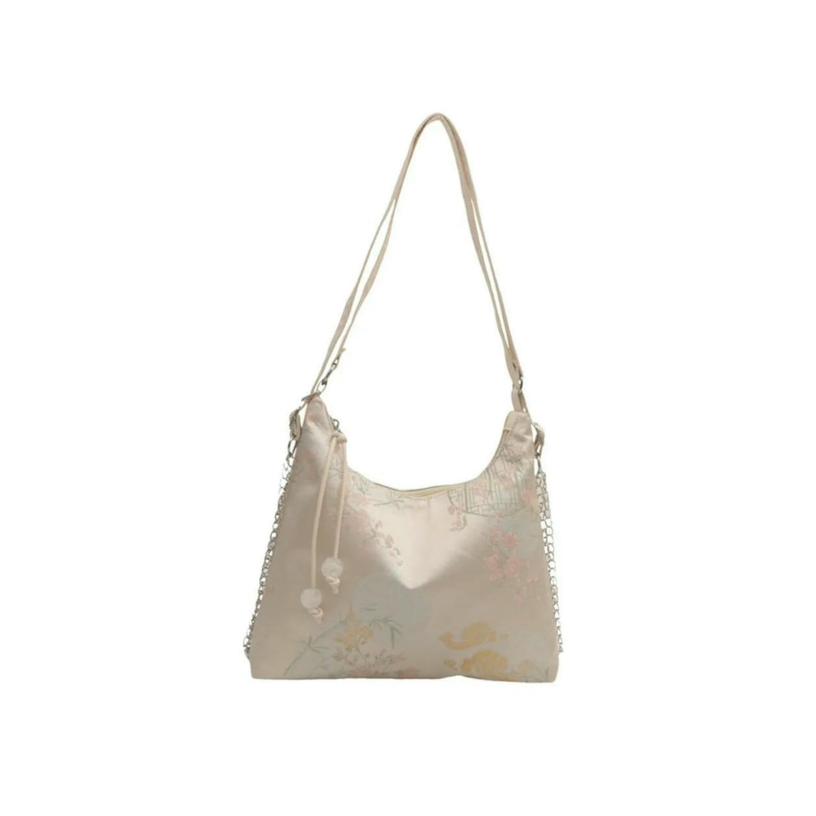 XYNM Bag Women Elegant Chinese Style Backpack Large Capacity Multipurpose Shoulder Embroidered Underarm Travel Tote-beige