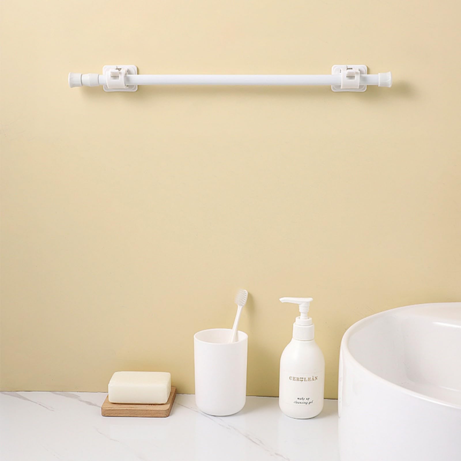 Towel Rail, Bath Towel Rail Guest Towel Holder for Bathroom Kitchen Bathroom Wall-Mounted Single Rod Towel Holder, Maximum Length 50 cm - Image 2