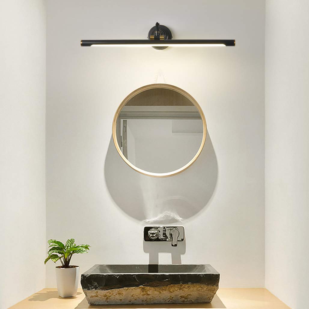 LED Lampada da Specchio Bagno, 7W 630lm Lampada da Bagno Ottone Vintage, Lampada da Parete a LED 4000K IP44 Luce Specchio Bagno, 240° Regolabile Luce per Trucco, Anti Ruggine, 35cm,Nero