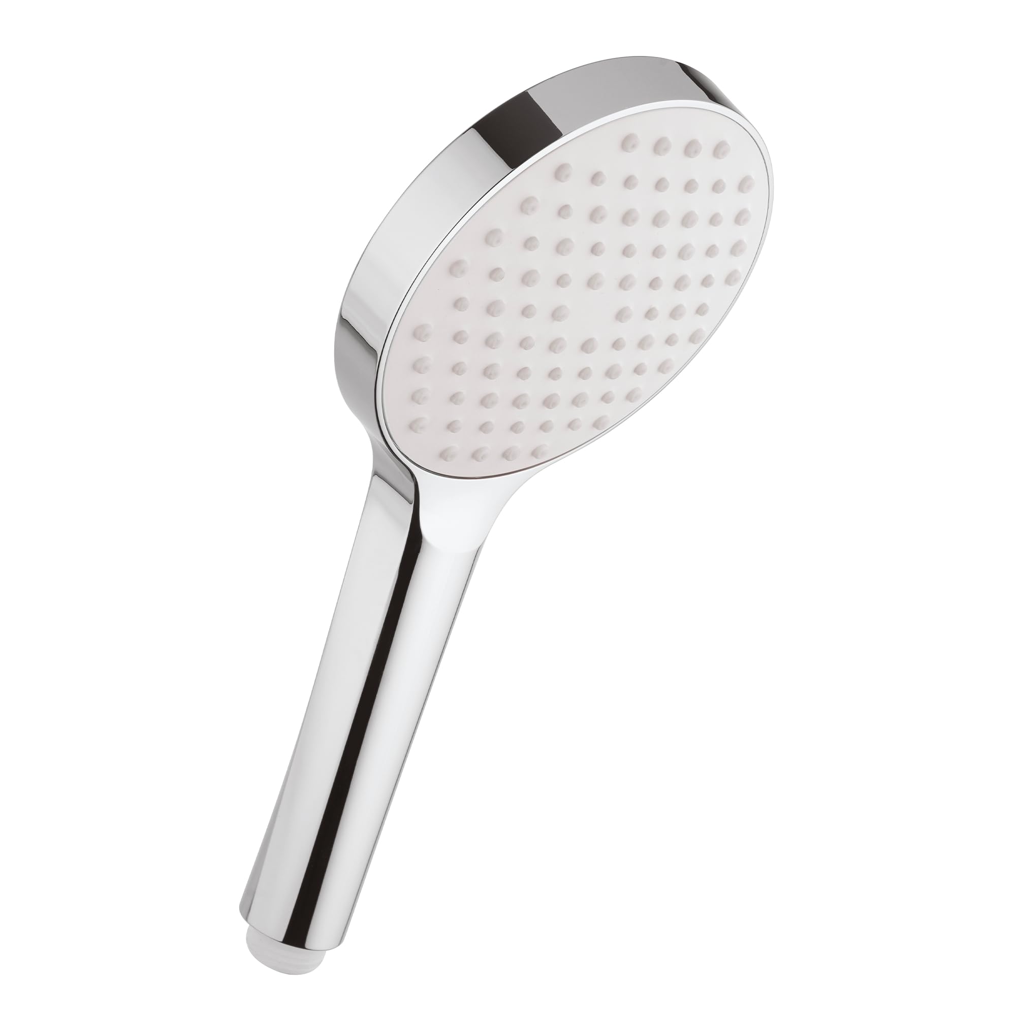 SwissWave - Soffione Doccia a Mano 65mm - In ABS - WaterSave 1 Modalità di Getto a Pioggia - Ugelli Anticalcare e Risparmio Idrico 8 l/min - Ricambio Universale - Argento/Cromo