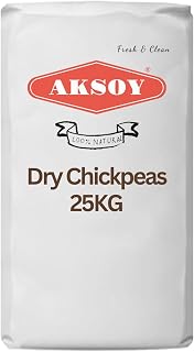 Aksoy Bulk Premium Dried Chickpeas 25kg (8-9mm Large Size) | Wholesale Grade Raw Garbanzo Beans | High-Yield Catering Pack for Restaurants, Food Service & Meal Prep | High Protein & Fiber