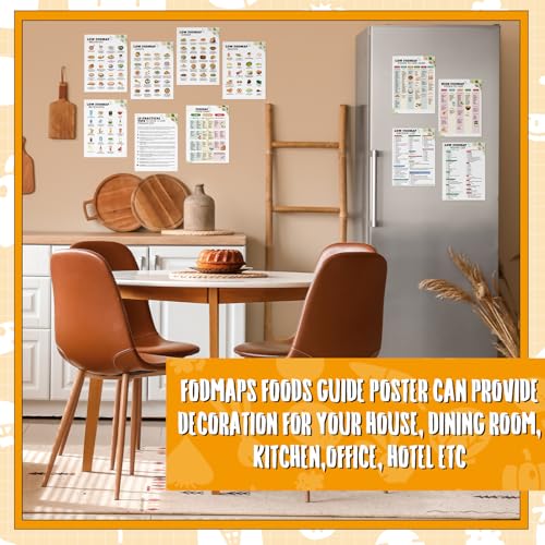 Image of Sinload 12 Pcs Low FODMAP Food List FODMAP Meal Plan Food Chart Nutrition Grocery List Laminated Meal Poster for Gut Health