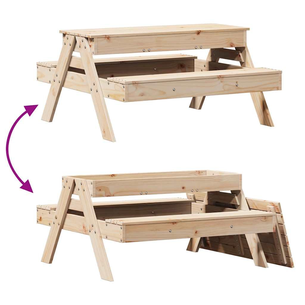 vidaXL Table de Pique-Nique avec bac à Sable pour Enfants pin Massif