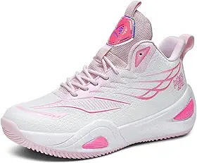 Tênis feminino de basquete com cadarço, cano alto, respirável, antiderrapante, para atividades ao ar livre, amortecimento, treinamento, atlético