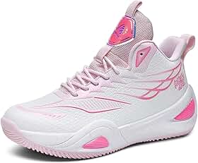 Tênis feminino de basquete com cadarço, cano alto, respirável, antiderrapante, para atividades ao ar livre, amortecimento, treinamento, atlético
