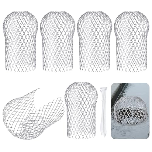vsshe Lot de 6 protections de gouttière en aluminium avec 10 attaches de câble, extensibles pour gouttières, gouttières et tuyaux pour arrêter les feuilles, les...
