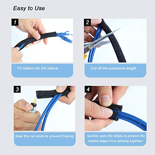 Crocsee 7B111 25Ft - 1/2 Inch Braided Cable Management Sleeve Cord Protector - Self-Wrapping Split Wire Loom For Tv/Computer/Home Theater/Engine Bay thumb #5