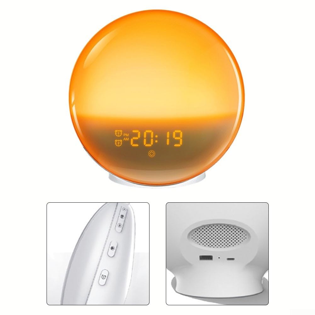 Lioaeust Radio-Wecker, Natur-Wake-Up-Lichtwecker mit Sonnenaufgang/Sonnenuntergangs-Alarmen, FM-Radio-Nachtlicht für Zuhause, Büro, Schlafzimmer Dekor, 43885M9F53228W500J0X9B8