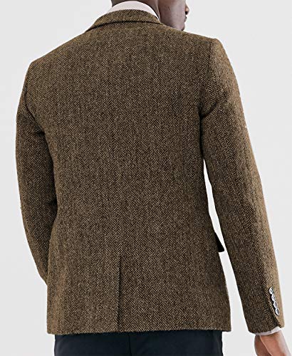 Men's Suit Tweed Blazer Wool Single Breasted Thin Herringbone Sports Jacket Coat2