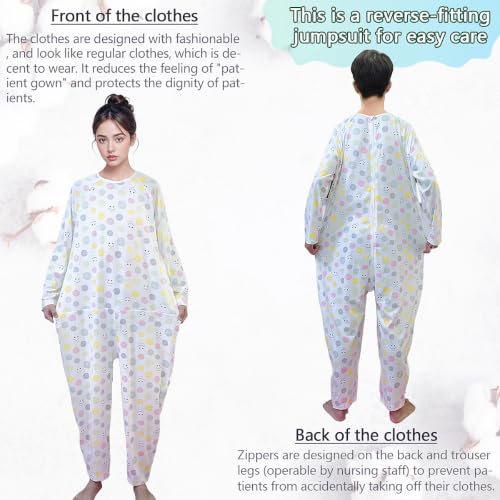 Image of Unisex Anti-Strip Jumpsuit with Back and Leg Zipper,Suitable for Incontinence Care,Seniors,Alzheimer's,Dementia
