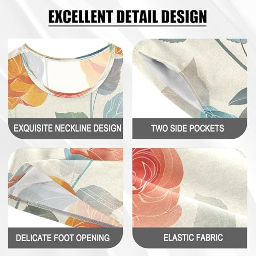 senya Short Sleeve Pajamas Sets Summer Cotton Sleepwear Flower Rose Leaves Fantasy4