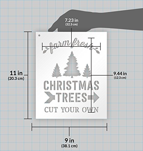 Farm Fresh Christmas Trees Stencil By Studior12 | Cut Your Own | Arrow | Diy Winter Holiday Home Decor | Craft & Paint Wood Signs | Reusable Mylar Template | Choose Size (9" X 11") #TOP2