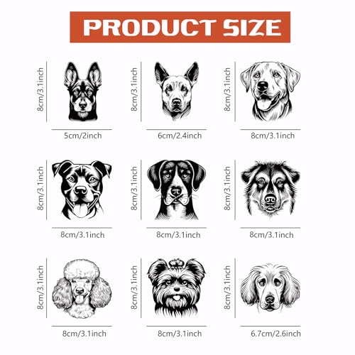 SUPERDANT 9 Stück Hundekopf Transferpapier Zum Aufbügeln Welpen Tiere DIY Wärmeübertragungsaufkleber Waschbare Aufbügelaufkleber Für T Shirts DTF Transfers Druckfertig Für Kleidung Schirmtasche