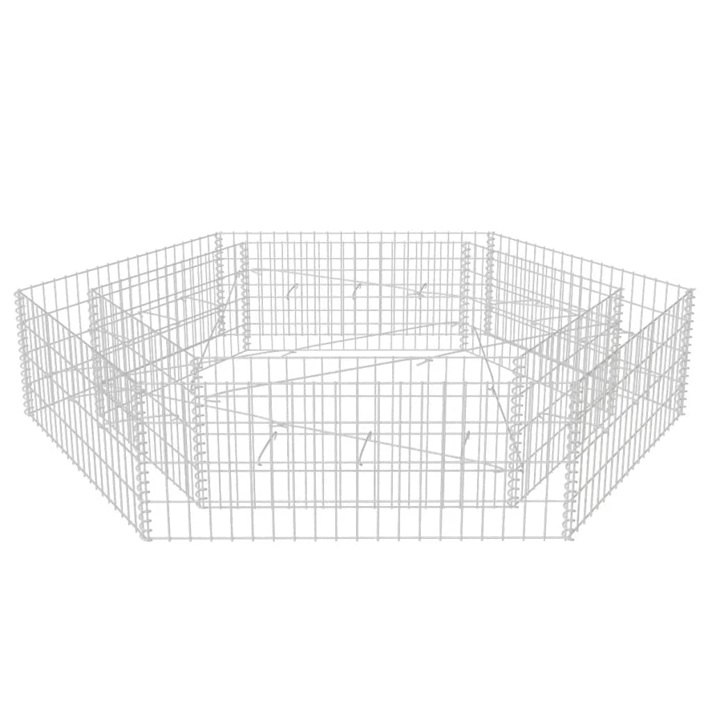 vidaXL Lit Surélevé à Gabion Hexagonale 200x173x40 cm Jardinière de Jardin