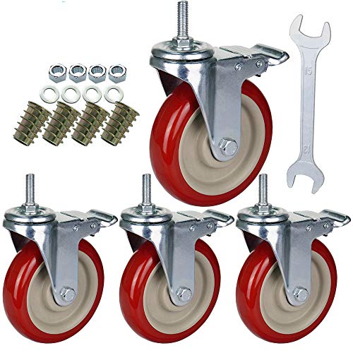 DICASAL 5 Inch Heavy Duty Stem Casters 360 Degree Swivel Durable Wheels Castors with Imperial Size 3/8