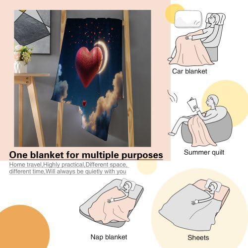 Koc flanelowy, rozmiar king size, 230 x 270 cm, Valentine's Day Love, narzuta na sofę z mikrofibry, na łóżko, krzesła, do biura, puszysta narzuta na łóżko, sofę, kanapę, 230 x 106 cali_B2544