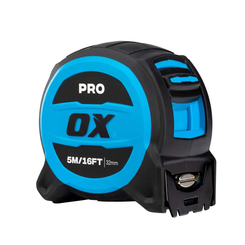 OX Pro 5m/16ft Tuff Blade Tape Measure Magnetic Dual Hook & 32mm Wide Blade, Blue - Image 2