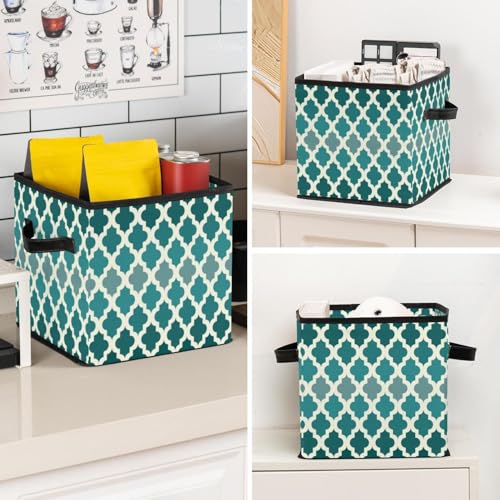 Boîte de rangement en tissu vert émeraude motif marocain chic - 8