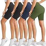 Natural Feelings 4 Pack Biker Shorts for Women-8' Workout Athletic Gym Sports Yoga Shorts Pants High Waist Cycling Shorts