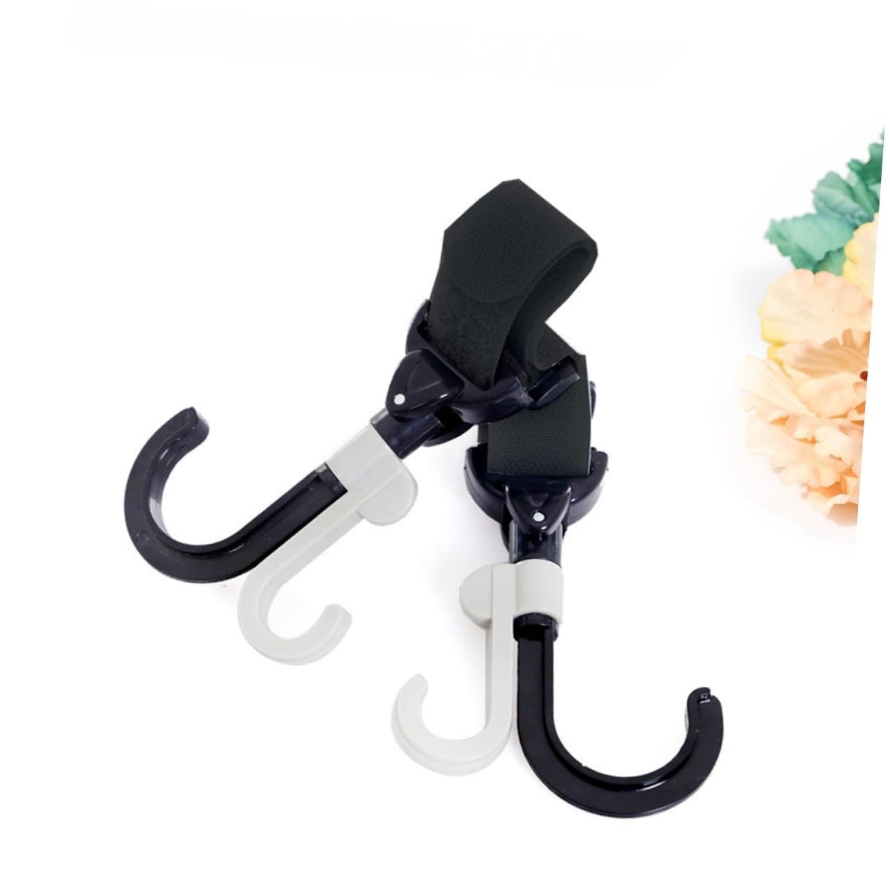 Yardwe 2pcs Stroller Hooks Versatile Clip Hangers for Diaper Grocery Clothing Easy Install Removable Supports Up to Each Black Gray