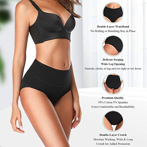 Image of Womens Underwear,Cotton Mid Waist No Muffin Top Full Coverage Brief Ladies Panties Lingerie Undergarments for Women Multipack