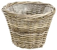 Dehner Rattan Planztopf, Ø 29 cm, Höhe 20 cm, Rattangeflecht, grau/braun