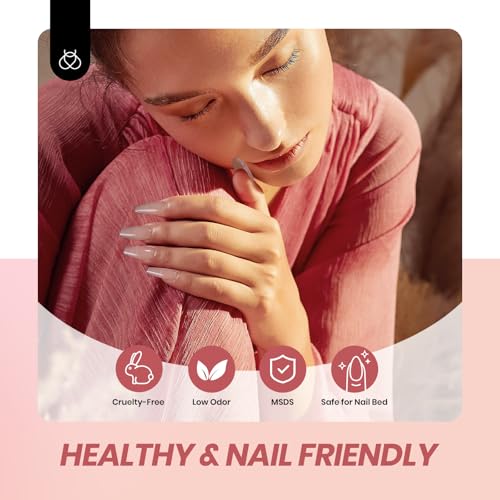 Image of Beetles Jelly Gel Nail Polish Set, 6 Colors Nude Pink Red Gray Black White Gel Polish Kit Neutral Translucent Sheer Gel Soak off Uv Unfading Glow Collection French Nail Art Manicure Gift for Women