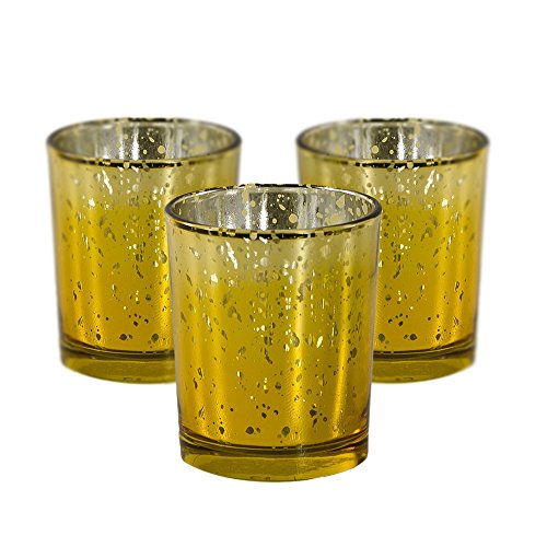 Mister Candle - Unscented Gold Mercury Filled Glass Votive Candles Jar, Perfect Home Decoration, Wedding Favors Hand Poured in USA (Set of 12) (Unscented)