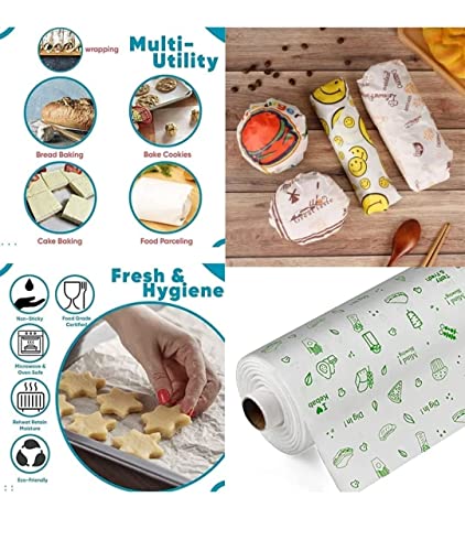 Image of Finishwrap Food Wrapping Butter Paper| Multipurpose Greaseproof Microwave, Oven Safe & Food Grade Butter Papers| Printed Food Wrapping Butter Paper Roll 1 Kg (100 Meter) (Pack of 1)