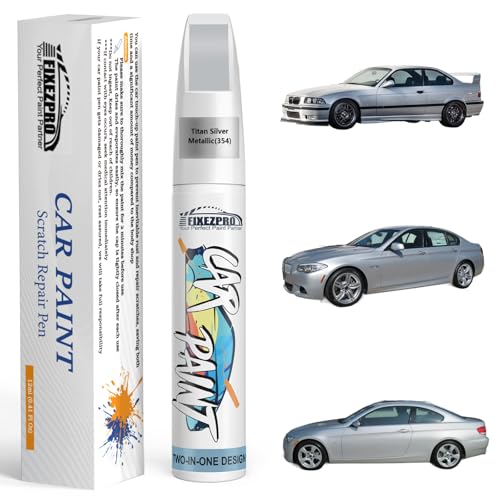 Image of 354 Titan Silver Metallic Touch Up Paint for BMW, Color Exact Match Car Paint Scratch Repair Remover Pen Kit Quick & Easy Fix Vehicle Chips and Automotive Nicks Scuff