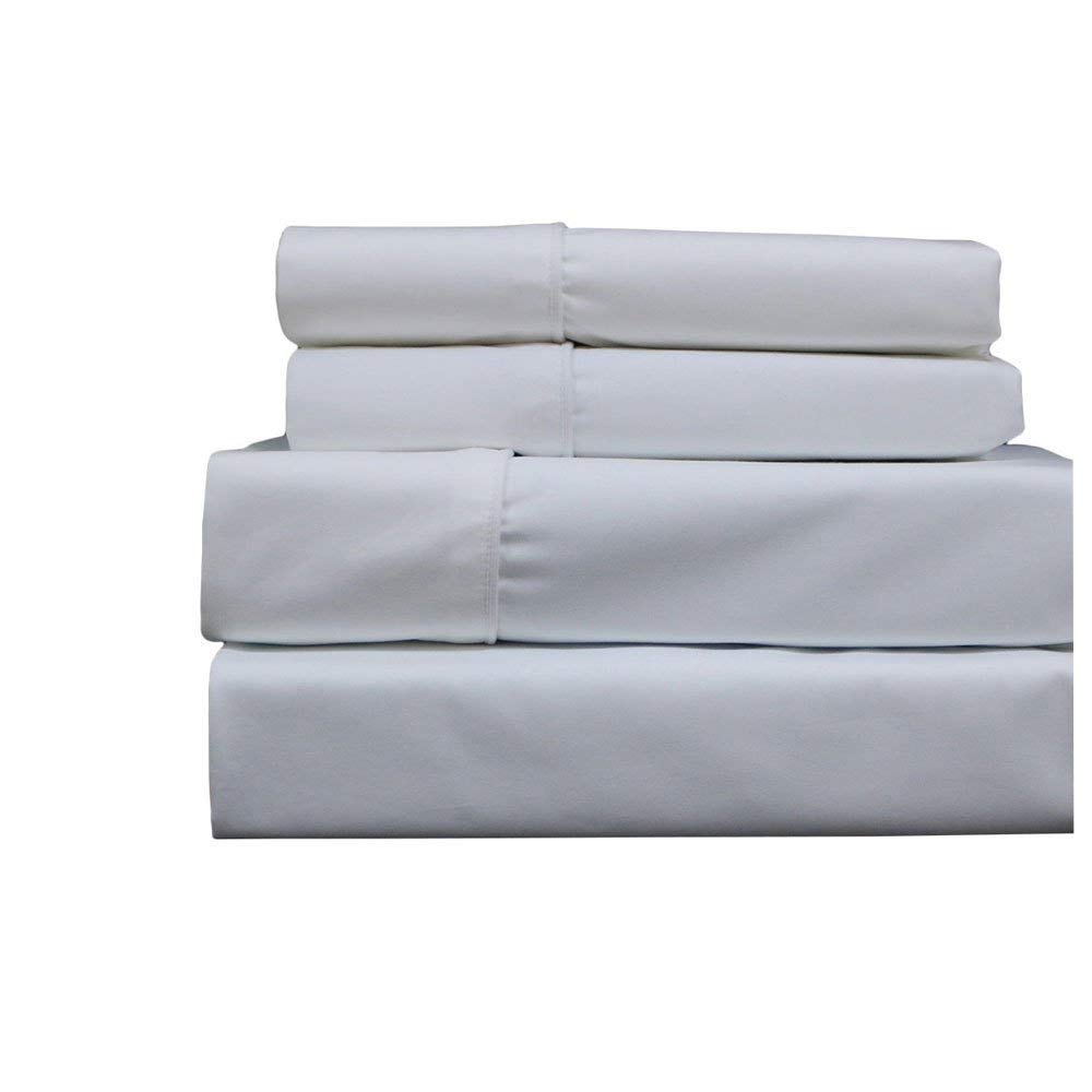 Royal Hotel 650 fili lenzuola – lenzuola senza pieghe – lenzuola ad acqua attaccate, misto cotone, lenzuola in rasatello, ipoallergeniche, 4 pezzi, king size, bianco