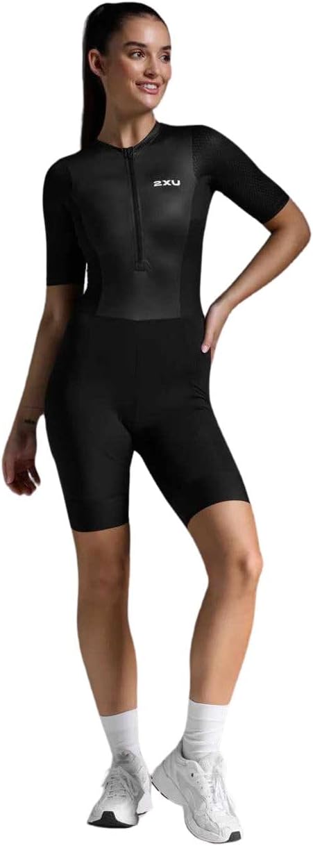 2XU Womens Aero Hex Sleeved Trisuit Black/White