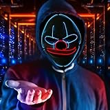 Light Up Skull Mask, Halloween Creepy LED Skeleton Mask for Cosplay, Adults (LED Clown)