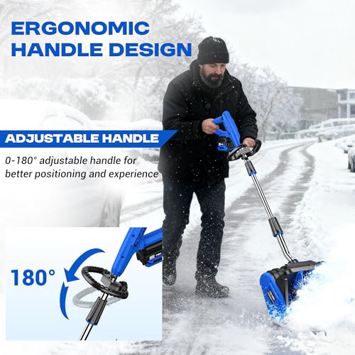 40V Electric Cordless Snow Shovel, 13 Inch Brushless Snow Blower with 2×4.0Ah Batteries & Fast Charger, 25FT Throw Distance Snow Shovel for Driveway, Patio, Deck, Walkway - Image 3