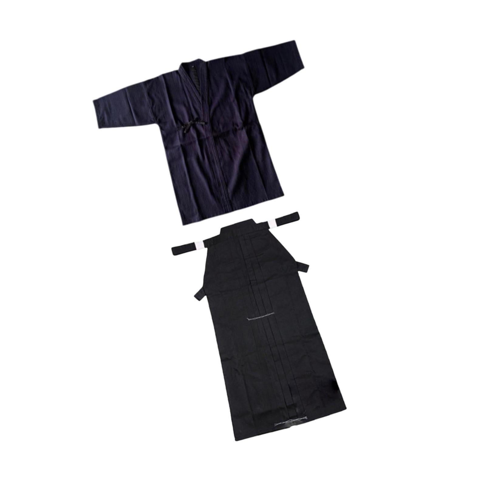 Conjunto de Uniforme de Kendo japonés cómodo Traje Tradicional de samurái Hakama de Kendo, Azul y Azul, 175cm