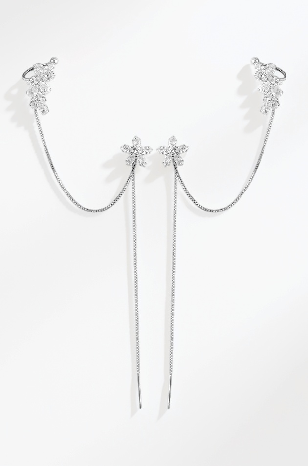 Vembley Stylish Korean Zircon Studded Earrings For Women And Girls 2Pcs/Set