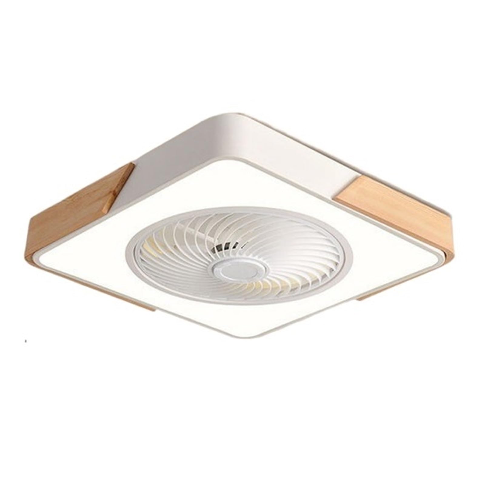 KOESRXNQW Modern LED Ceiling Fan Wooden Lamp Light Dimming Remote Control Intelligent Living Room Bedroom Decorative with Quiet Cooling(Square White)